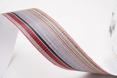 Сірий та червоний тонкий смугастий тканий набір стрічок_AI